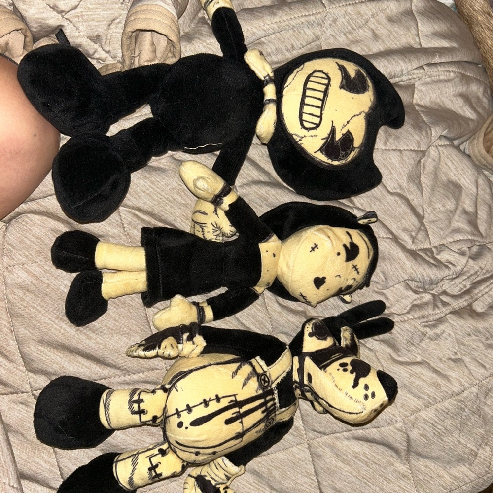 Black and Cream Plush Toy Set bendy and ink machine 9 inch doll Bendy, Boris,